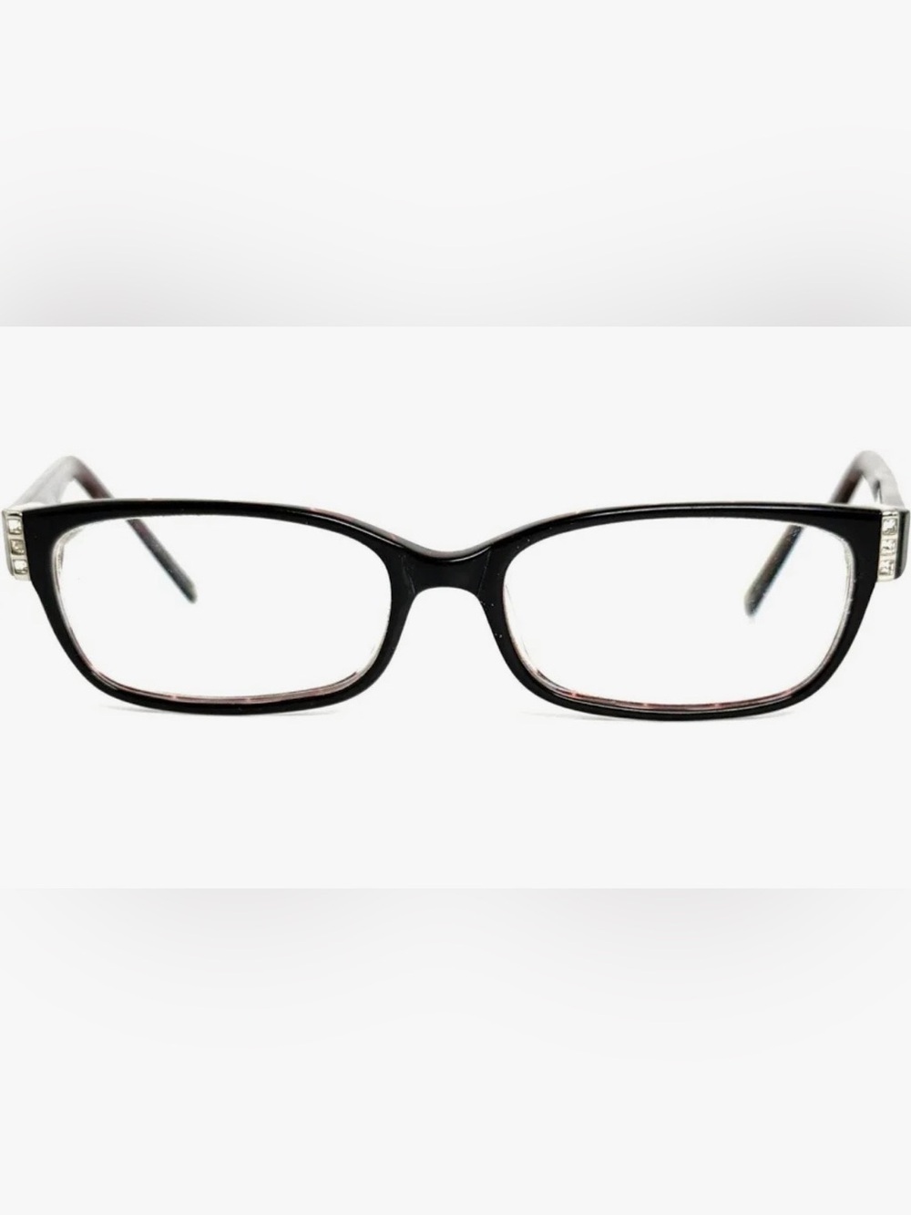 Bulova Red and Black Rectangular Eyeglass Frames